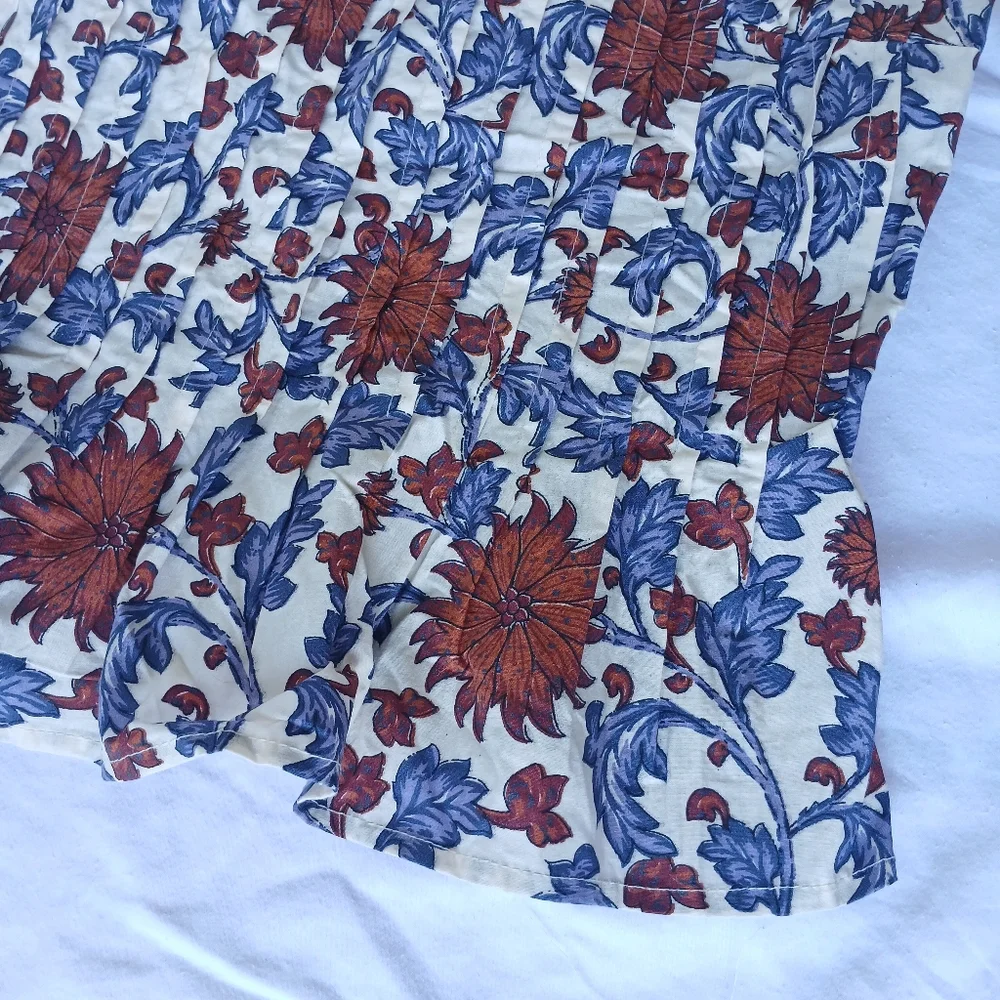 Athropologie Let Me Be Tie-Strap Peplum Floral 100% Cotton Top Womens Size XS - Picture 6 of 16